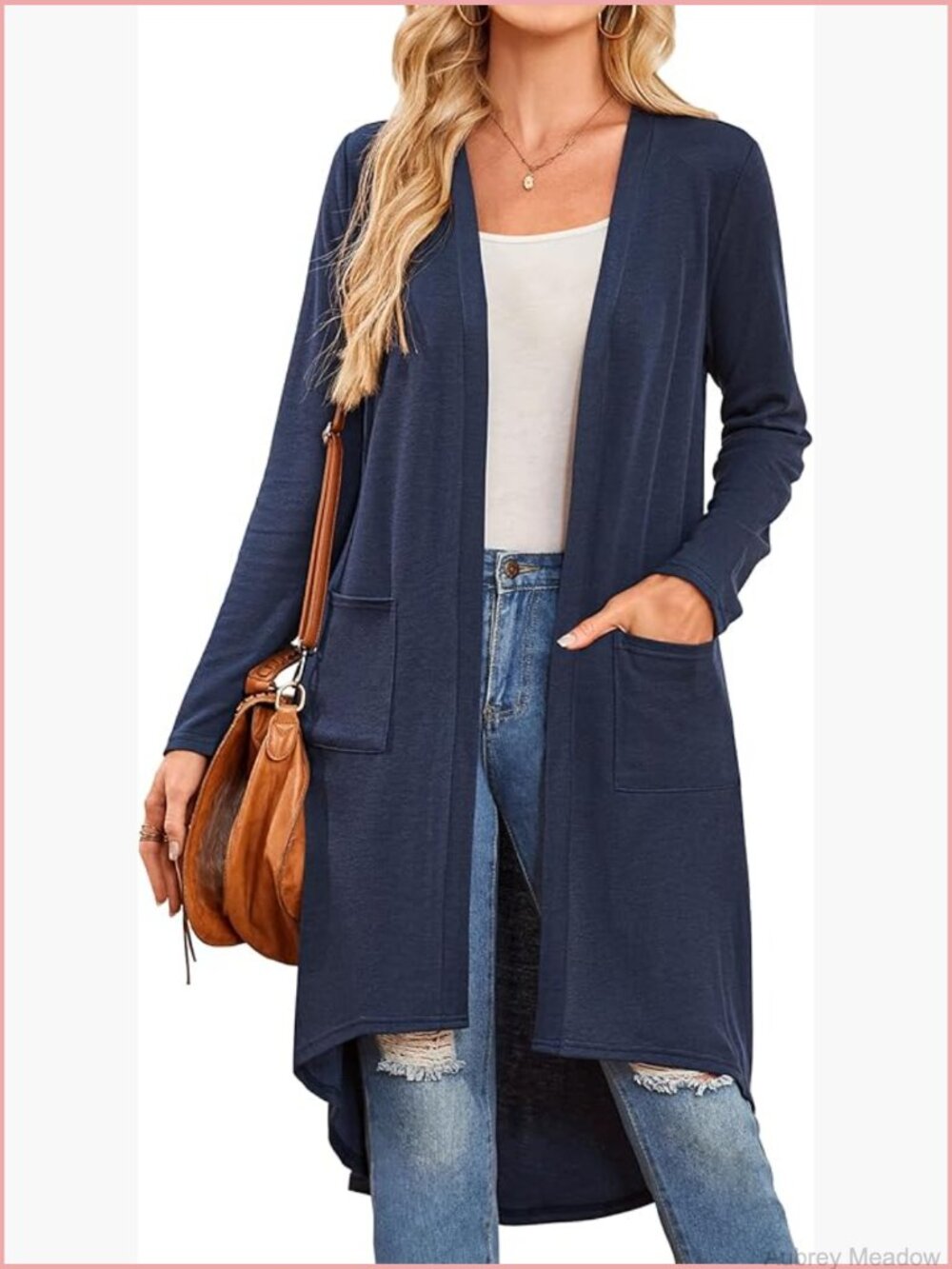 Open Front Long Cardigan Lightweight High Low Hem Duster with Pockets